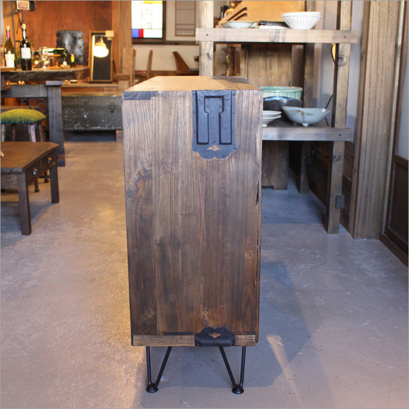 和箪笥 チェスト 木製 おしゃれ アンティーク レトロ 収納家具 リビング収納 古材 3段 脚付き 和風 飾り棚 古家具 