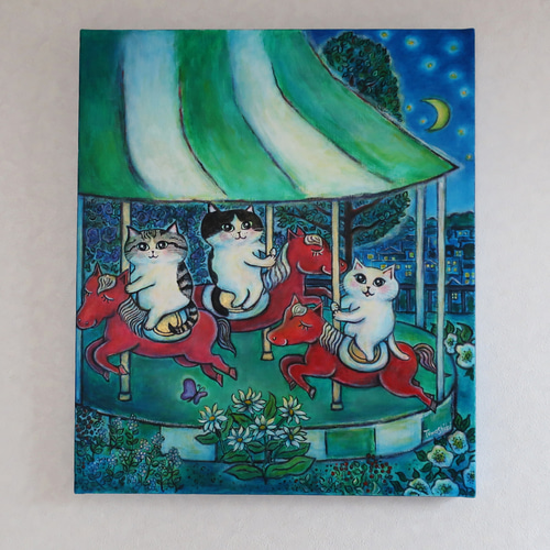 (F4号）安藤絵流「蒼い瞳のねこ」真作/肉筆/表裏にサイン有り/サバトラ feebee（feebee） feebee「寿という獣 丑」｜オンラインストア
