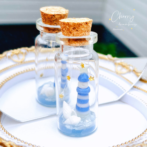 受注制作】星降る海岸 ミニボトル ガラス小瓶 コルク ミニチュア 海 夏