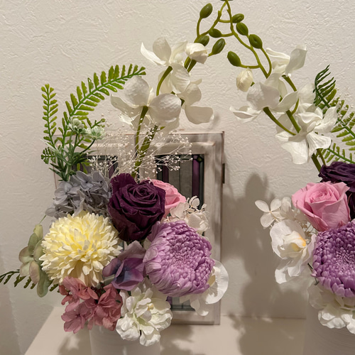 B104e 仏花アレンジ一対 プリザーブドフラワー お供え花