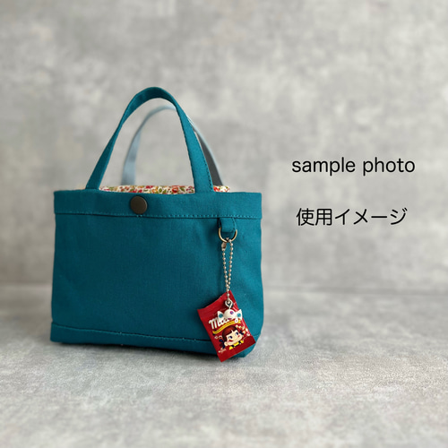 バイカラー◇インド刺繍×帆布◇持ち手付きポーチ/マルチケース