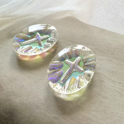 1個 チェコスロバキア 18×13mm ヴィンテージガラス オーバル