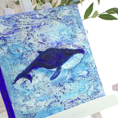 アクリル画 「クジラが泳ぐ海」 原画 空を泳ぐクジラのアクリル画 | TikTok