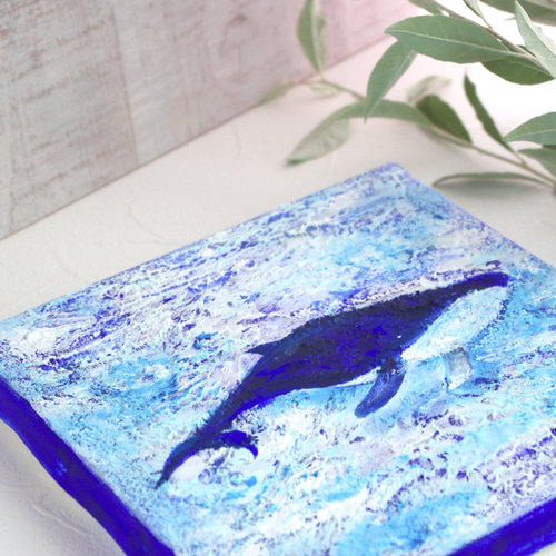 アクリル画 「クジラが泳ぐ海」 原画