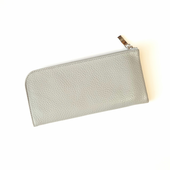 スリムで軽く大容量な長財布（ライトグレー）14枚カードポケット◇高級イタリアンレザー◇牛革シュリンク◇レディース 皮 7枚目の画像