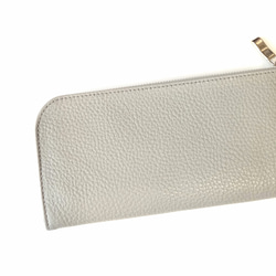 スリムで軽く大容量な長財布（ライトグレー）14枚カードポケット◇高級イタリアンレザー◇牛革シュリンク◇レディース 皮 8枚目の画像