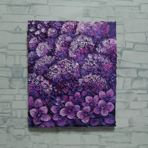 紫陽花 ハンドメイド絵画【永遠に咲く雨の宝石】油絵 原画 初夏