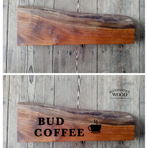 木製看板製作】 一枚板 欅 16cm×45.5cm 表札・ネームプレート BLUE