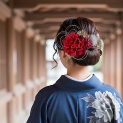 赤 和装髪飾り 成人式 振袖 色打掛 結婚式 袴  卒業式 前撮り ブライダル ミディアム・ロングヘアーヘッドドレスB】成人式振袖髪飾り 赤