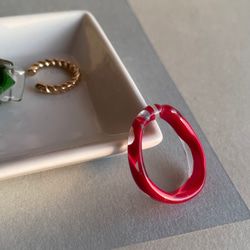 『バイカラーリング』リング　ダークレッド×クリア　ガラスリング　ガラスの指輪　　14号（内径　17.5mm） 6枚目の画像