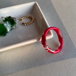 『バイカラーリング』リング　ダークレッド×クリア　ガラスリング　ガラスの指輪　　14号（内径　17.5mm） 5枚目の画像