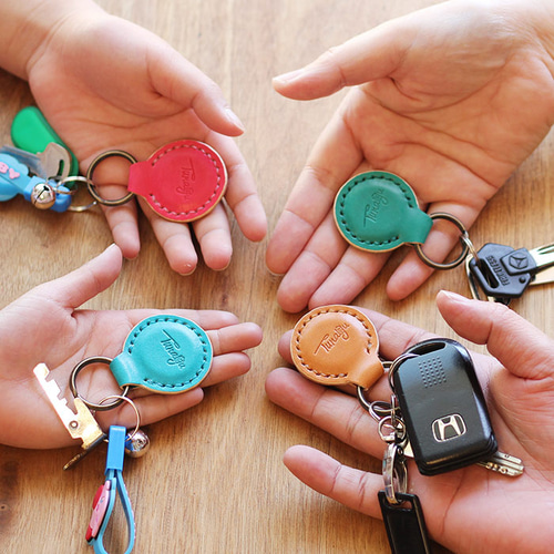 マグネットキーホルダー T-19 【6色】 牛革 レザー 本革 強力磁石 丸