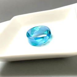 『バイカラーリング』リング　クリアスカイブルー×パステルピンク　ガラスリング　ガラスの指輪16号（内径18mm） 6枚目の画像