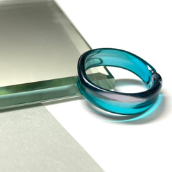 『バイカラーリング』リング　パープル×ブルーグリーン　ガラスリング　ガラスの指輪16号（内径18mm） 3枚目の画像