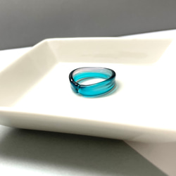 『バイカラーリング』リング　パープル×ブルーグリーン　ガラスリング　ガラスの指輪16号（内径18mm） 8枚目の画像