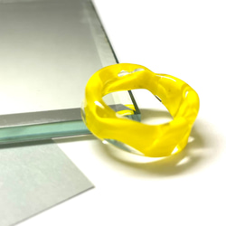 『バイカラーリング』リング　クリア×レモンイエローガラスリング　ガラスの指輪11〜12号（内径　16.5mm） 2枚目の画像