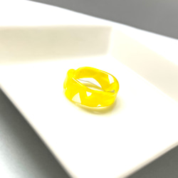 『バイカラーリング』リング　クリア×レモンイエローガラスリング　ガラスの指輪11〜12号（内径　16.5mm） 7枚目の画像