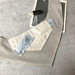 ＜保冷剤が入るリネンスカーフ＞日本製リネン・グリーン　ネッククーラー　バイカラー　日除け 5枚目の画像