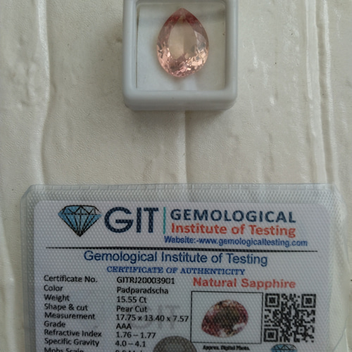 人気!パパラチアサファイア♡ルース 15.55ct 天然石 Sheer Angels 通販 