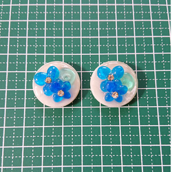 お花ボタン☆2個 k43 ブルー/花/ボタン/カボション/レジン 5枚目の画像
