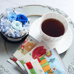 [父の日][お祝い][御礼][お返し] プリザーブドフラワーアレンジボックスとオーガニック紅茶の花ギフトセット(3 2枚目の画像