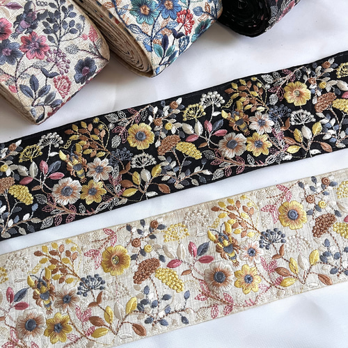 インド刺繍リボン専用 4cm幅 インド刺繍リボン | インド刺繍リボンカット売り「10cm