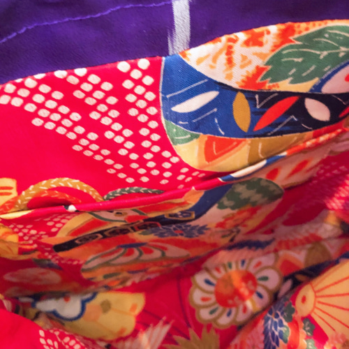 トートバッグにもなる！巾着バッグ 「銘仙着物」 トートバッグ