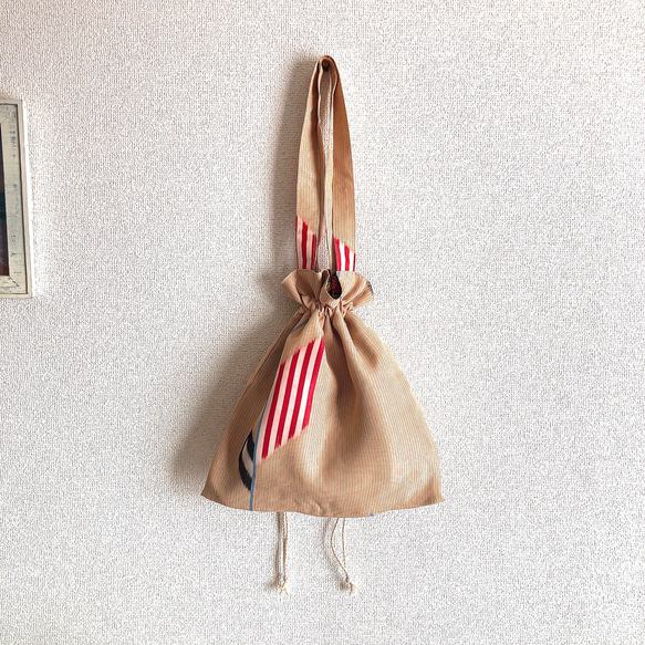 トートバッグにもなる！巾着バッグ 矢羽柄 トートバッグ  