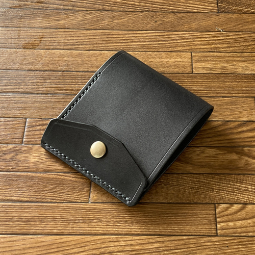 右開口ｶｰﾄﾞﾎﾟｹｯﾄ2 黒oil 紙幣ﾎﾙﾀﾞｰ】薄型シンプル札ばさみ MC2-08obk