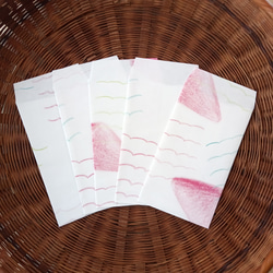 ポチ袋　さんかく　ピンク　5枚セット　ハンドメイド　文具　雑貨 1枚目の画像