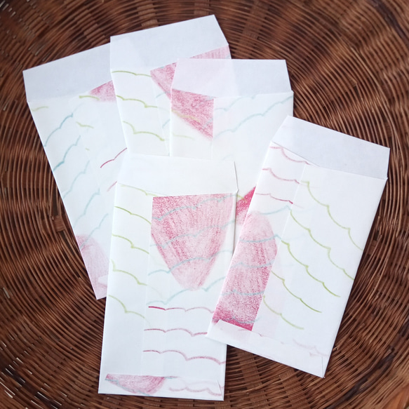 ポチ袋　さんかく　ピンク　5枚セット　ハンドメイド　文具　雑貨 2枚目の画像