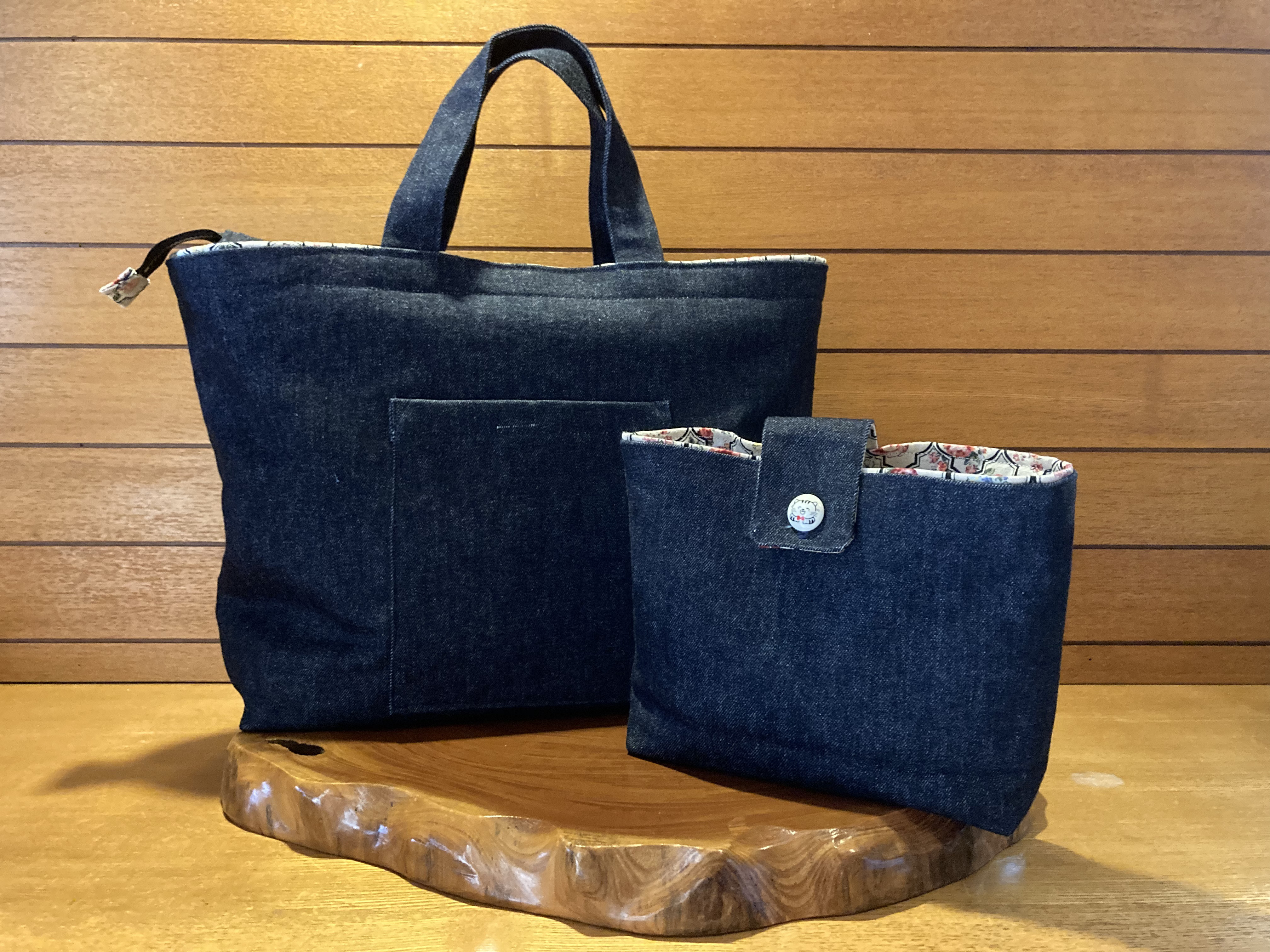 最終価格オーシバルデニムトートバック大きめ　DK.BLUE