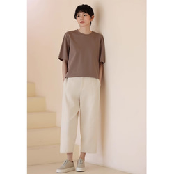 8分丈パンツ　しわになりにくいパンツ　ゆとりパンツ　ベージュ　S-XL#252 7枚目の画像