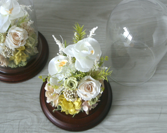 Creema限定 夏の福袋 (仏花)1対 お供え花 ガラスドーム -white- 5枚目の画像
