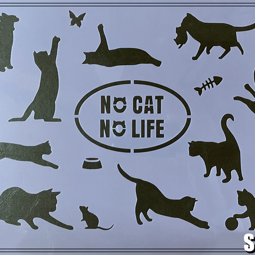 S-209】ハンドメイド ステンシルシート 猫 キャット 動物 ペット 型紙