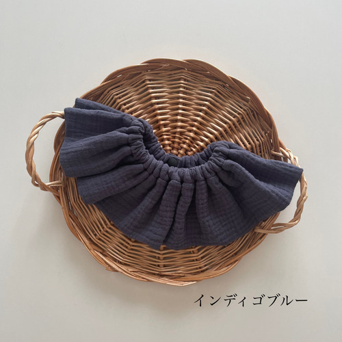 選べるリボン♡襟風スタイ＊° heather tone bib｜杢調ダブルガーゼフリルビブ ｜スタイ.ビブ