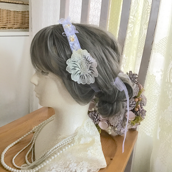 【乙女なヘッドdress (⑉• •⑉)♡】カチューシャ　オーガンジー　レース　ウエディング　ブライダル　結婚式488 10枚目の画像