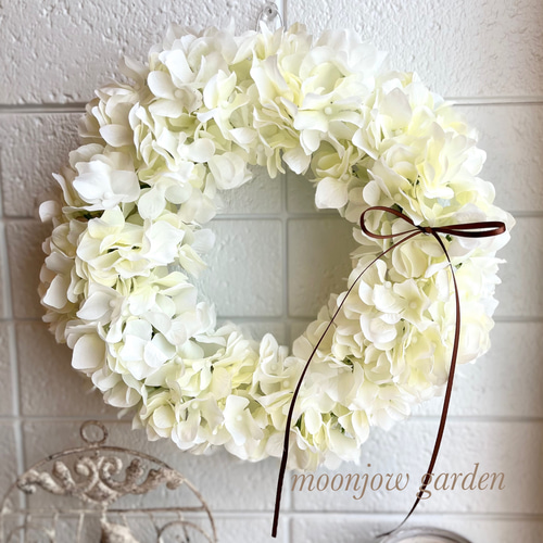 ♥️ナチュラル紫陽花リース☆ホワイト リース moonjow garden 通販 