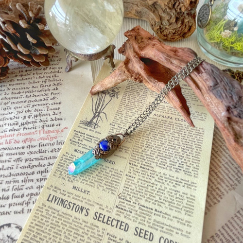 アクアオーラxラピスラズリ】冒険者のお守りペンダント ネックレス