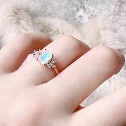 天然月光石 純銀戒指 迷人藍暈 優雅細緻 玫瑰金 6月生日石 第6張的照片