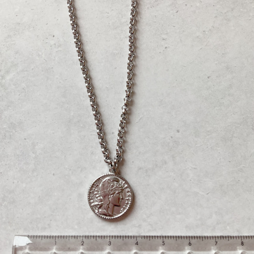 メダイのシルバーチェーンネックレス/重ね付け コイン メダル 金属