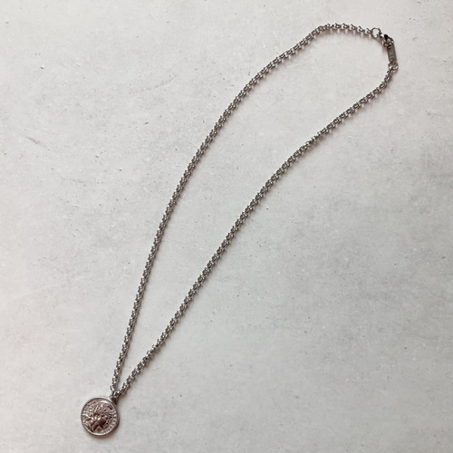 メダイのシルバーチェーンネックレス/重ね付け コイン メダル 金属