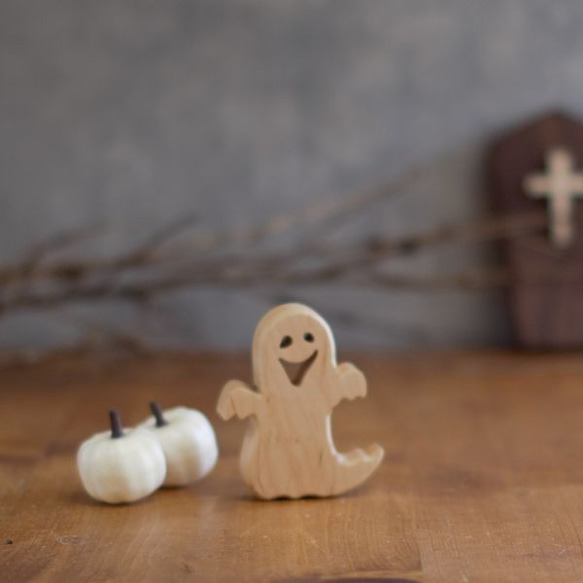 BOO オバケ オブジェ｜ハロウィン おばけ ゴースト 木製 インテリア 雑貨 置物 デコレーション ホラー お化け 4枚目の画像