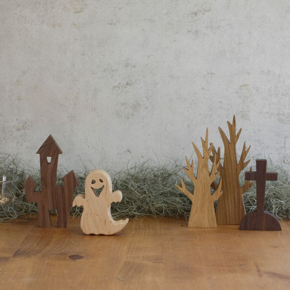 BOO オバケ オブジェ｜ハロウィン おばけ ゴースト 木製 インテリア 雑貨 置物 デコレーション ホラー お化け 9枚目の画像