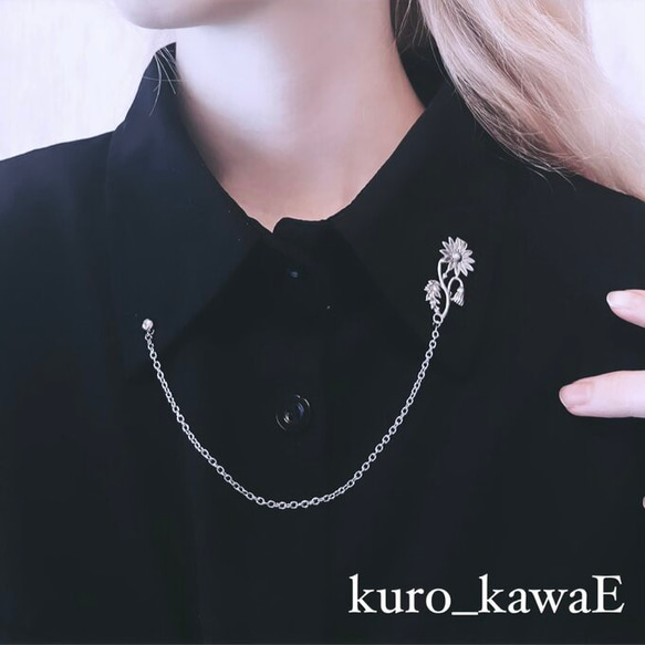 マーガレットのタックピン / ゴシック フォーマル メンズ シルバー 襟