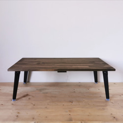 天然木の折りたたみローテーブル / ダークブラウン / 90×45cm / リビング 子供部屋 収納 / 完成品 7枚目の画像