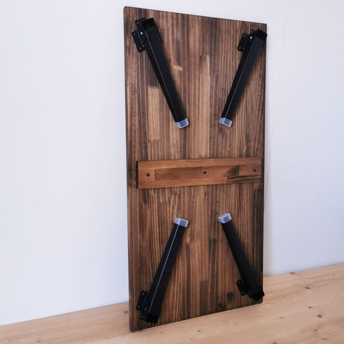 天然木の折りたたみローテーブル / ダークブラウン / 90×45cm