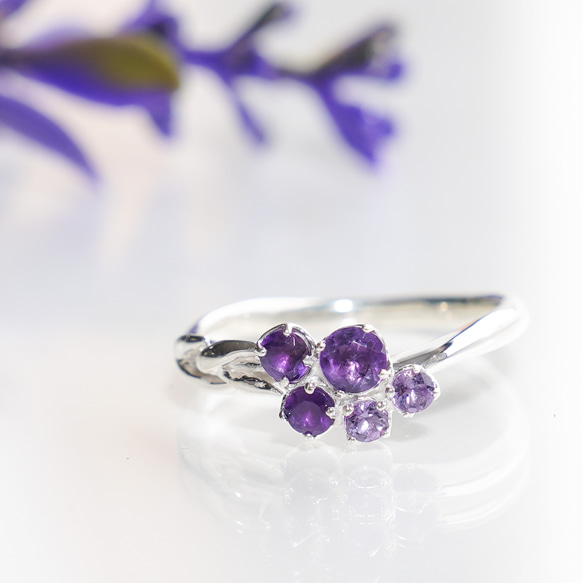 ビンテージ ラベンダーアメジストとマーカサイトのシルバーリング 925 約13号 芳しい紫の花✧ラベンダーリング シルバー アメジスト《送料無料》PY