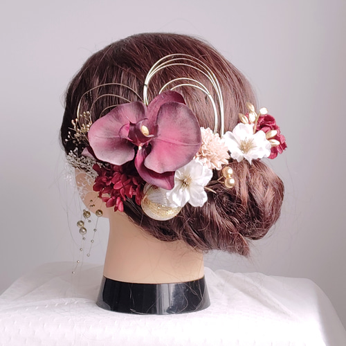 ❁︎nami様❁︎ 成人式 和装 髪飾り ヘッドドレス つまみ細工×帯重ね ヘッドドレス 和装 つまみ細工×帯重ね 髪飾り 成人式 ❁︎nami様❁︎