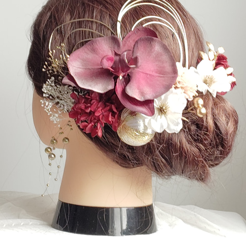 花嫁和装髪飾り モダン髪飾り 和モダン 和リボン 白無垢 色打掛 和装花嫁 髪飾り